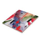 Carreau collage d'art abstrait, médias mélangés et (Côté)