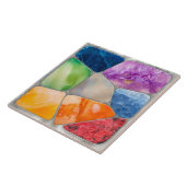 Carreau Collage de mosaïque de pierres précieuses (Côté)