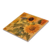 Carreau Collage de tournesol doré vintage (Côté)