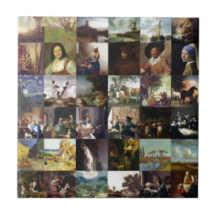 Carreau Collage des peintures de Van Gogh, de Vermeer,