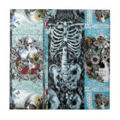 Carreau Collage fleuri de crâne (Devant)