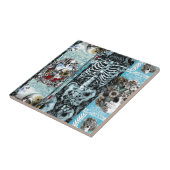 Carreau Collage fleuri de crâne (Côté)