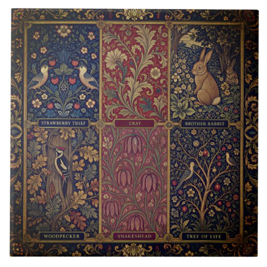 Carreau Collage grand patchwork de William Morris (Devant)
