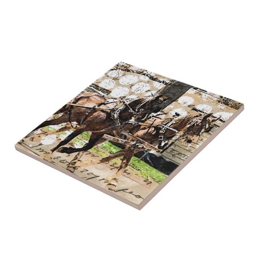 Carreau Collage multimédia mixte de l'équipe de deux cheva (Côté)