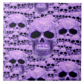 Carreau Collage pourpre celtique de crâne (Devant)