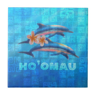 Carreau Collage primitif des dauphins hawaïens HO’OMAU