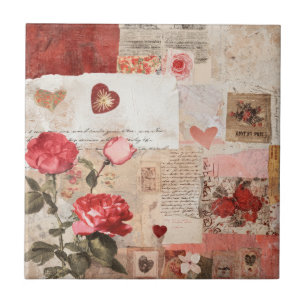 Carreau Collage Romantique Vintage Rose (3)