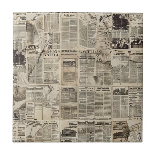 Carreau Collage rustique Vintage de journaux (2) (Devant)