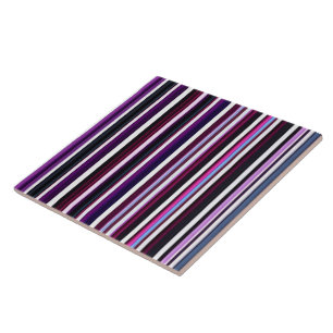 Carreau Collection Abstraite de bandes noires violettes po