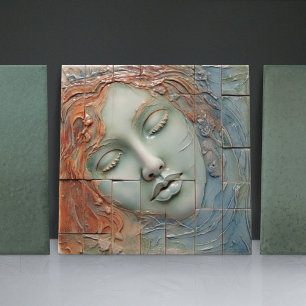 Carreau Collection Carré Abstrait EMMA Sage Faux Relief
