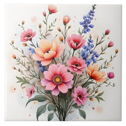 Carreau Collection de luxe moderne et belle de fleurs sauv (Devant)