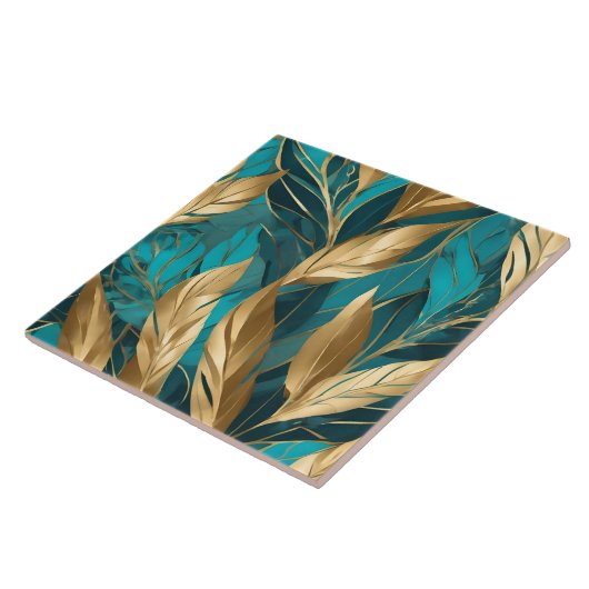 Carreau Collection Feuille tendance Turquoise Gold Boho (Côté)