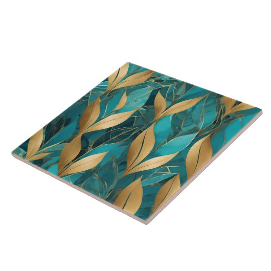 Carreau Collection Feuille Turquoise Gold tendance Boho (Côté)