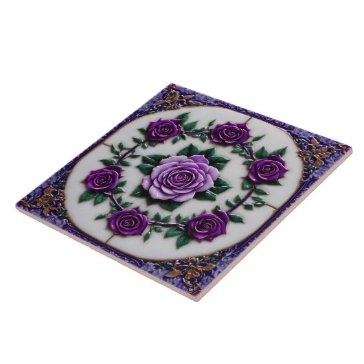 Carreau Collection Populaire de Roses pourpres (Côté)