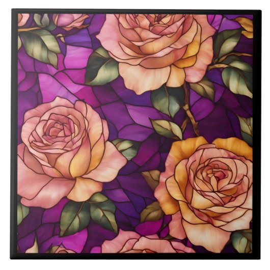 Carreau Collection rose en verre teint Populaire Elégant (Devant)