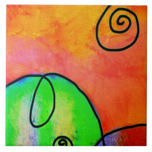 Carreau Colline colorée Abstraite peinture numérique