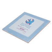 Carreau Colombe de baptême d'adulte sur fond bleu (Côté)