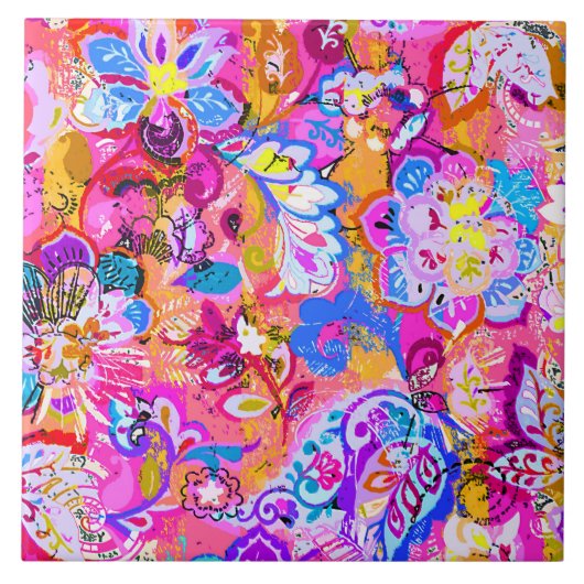 Carreau Colorant magique abstrait floral (Devant)