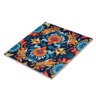 Carreau Coloré Boho Élégance florale : Mandala vibrant