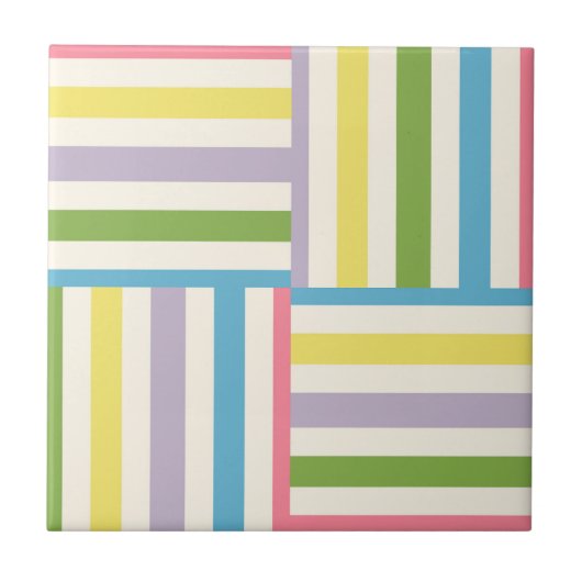 Carreau Coloré été rayé blocs motif (Devant)