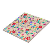 Carreau Coloré Floral Feuille Foliage Design (Côté)