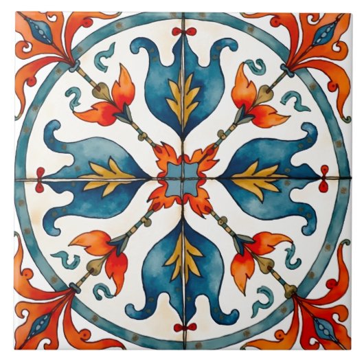 Carreau coloré, méditerranéen, mosaïque, (Devant)