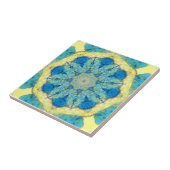 Carreau Coloré, oriental, mandala abstrait, turquoise, jau (Côté)