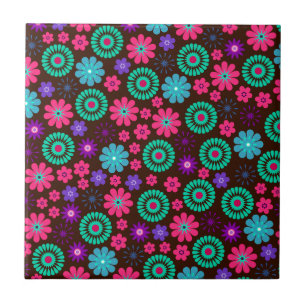 Carreau Coloré Psychedelic Funky Flower Motif