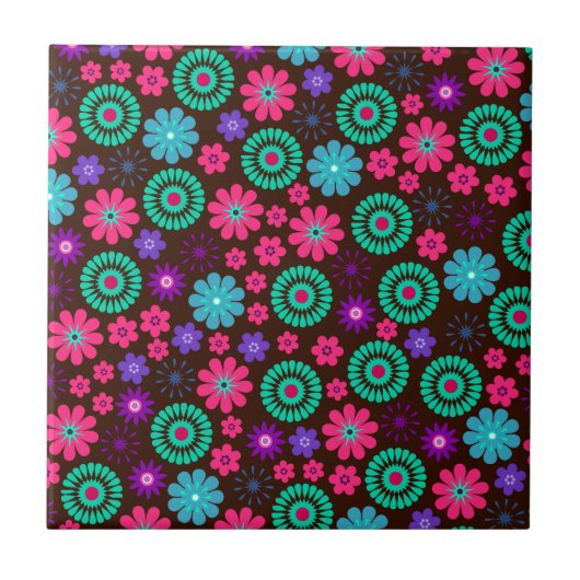 Carreau Coloré Psychedelic Funky Flower Motif (Devant)