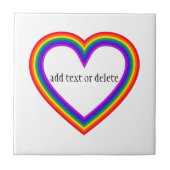 Carreau coloré Rainbow Heart Pride avec texte pers (Devant)
