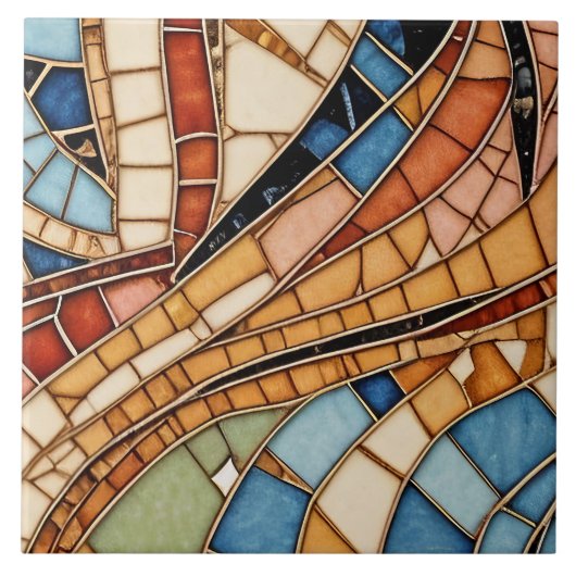 Carreau Coloré Vitrage Mosaïque Abstraction (Devant)