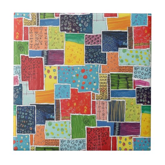 Carreau Colorful Abstract Patchwork Pattern (Devant)