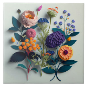 Carreau Colorful Cut Paper Flowers