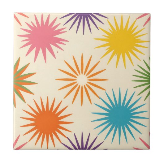 Carreau Colorful Mid Century Starburst Pattern (Devant)