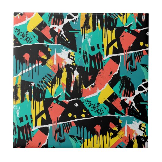 Carreau Colorful Urban Graffiti Pattern (13) (Devant)