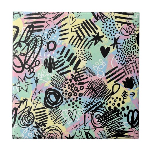 Carreau Colorful Urban Graffiti Pattern (9) (Devant)