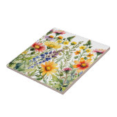 Carreau Colorful wildflowers watercolor painting (Côté)