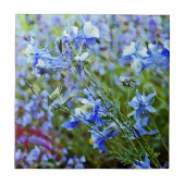 Carreau Columbines bleu - fleurs (Devant)