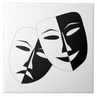 Comédie Tragédie Masque de théâtre noir et blanc