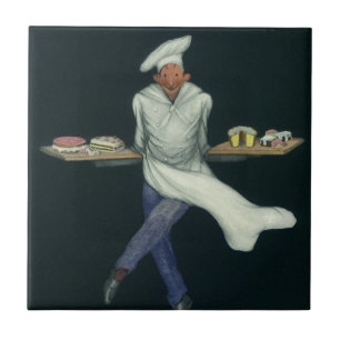 Carreau Commerce alimentaire vintage, boulanger avec desse