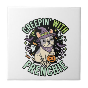 Carreau Compagnon drôle de Bulldog français Halloween