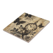 Carreau Compas vintage et papillon - Papier rustique (1) (Côté)