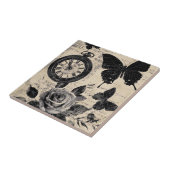 Carreau Compas vintage et papillon - Papier rustique (3) (Côté)