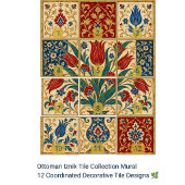 Carreau Composition botanique de tulipe rouge ottomane |