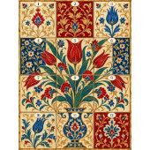 Carreau Composition botanique de tulipe rouge ottomane |