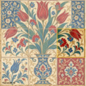Carreau Composition botanique de tulipe rouge ottomane |