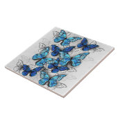 Carreau Composition de papillons blancs et bleus (Côté)