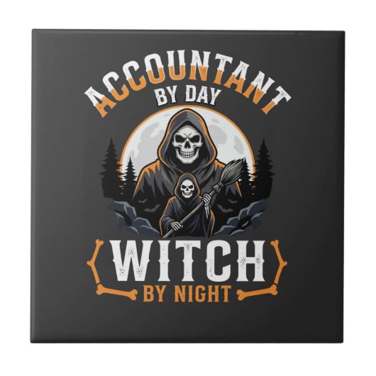 Carreau Comptable Halloween le jour Sorcière la nuit Desig (Devant)