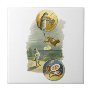 Carreau Comptine de Mère l'Oye Hey Diddle vintage