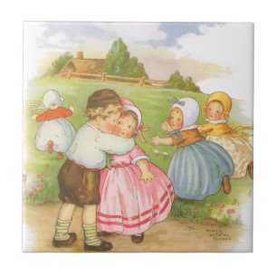 Carreau Comptines de Mère l'Oie Georgie Porgie vintage